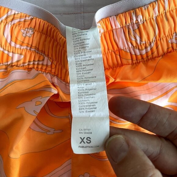 Fabletics Orange White Floral Daisy Print Colorful Lined Activewear Shorts Size - Picture 4 of 5